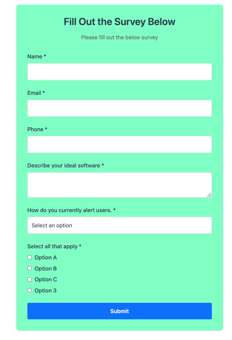 Survey Form Example